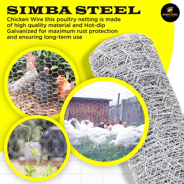 Chicken Wire 12 in x 25 FT x 2” Mesh x 20GA | Poultry Wire Netting | Hot Dipped Galvanised | Hexagonal Galvanized Mesh for Chicken Coop, Rabbit Cage, Fence Barrier PM12x25x2 - style: 12 in x 25 FT x 2 in