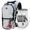 RAVERUNNER® Anti-Theft Hydration Backpack | Festival Approved Rave Backpack for Concert Goers, Leak-Free Festival Water Backpack for EDC, Rave Hydration Pack - color: Holographic