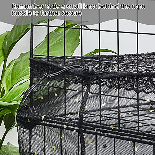 Shappy Large Bird Cage Birdcage Nylon Mesh Net Cover Seed Feather Catcher Universal Birdcage Cover Bird Seed Guard Skirt for Parakeet Macaw African Square Cage (Black Star Style, XL)