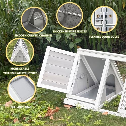 Chicken Coop for 2 Chickens Rabbit Hutch Quail Coop | Ventilated Wire Mesh, 3 Access Doors, Portable Playpen Run, Indoor Outdoor Use for Ducks, Chicks & Small Poultry Pets