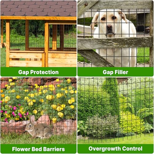 4ft x 50ft Black Vinyl Coated Welded Wire Fence | Heavy Duty Garden Fencing, Chicken Coop Poultry Run, Dog Fence & Garden Protector for Vegetables - size: 4 ft X 50 ft