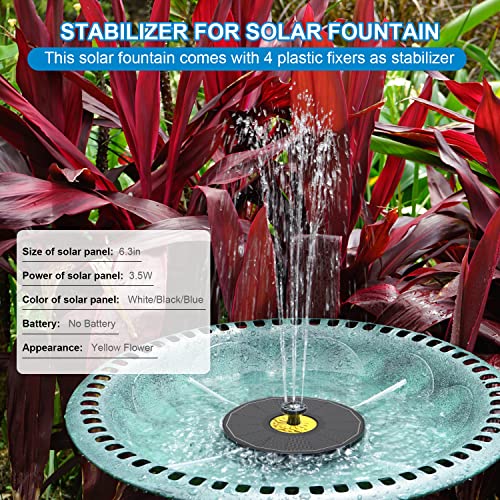 Yzert Solar Bird Bath Fountains,3.5W Glass Panel Solar Fountain Pump for Bird Bath No Battery,Solar Water Fountain Outdoor with 4 Fixed Pipes 7 Nozzles(Black) - color: Black