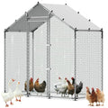 VEVOR Large Metal Chicken Coop,6.6 x 3.3 x 6.6 ft, Walk-in Chicken Run House with Waterproof Cover & Sturdy Frame, Spire Roof Poultry Cage Duck Pen for Rabbit Hen Goose Outdoor Backyard Farm Use - size: 78.7"L x 39.4"W x 78.7"H