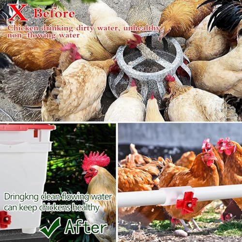 15-Pack Horizontal Chicken Nipples Waterer with 1/2" PVC Tee Fittings, Automatic Poultry Waterer Kit for DIY Chicken Duck Quail Watering System, Side Mount Drinker