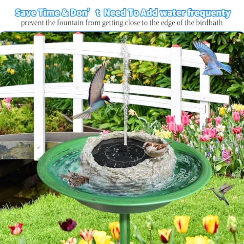 SAC SMARTEN ARTS Solar Fountain for Bird Bath with Solar Panel Resin Granite Rock Solar Water Fountain Pump for Bird Bath Outdoor Hummingbird Birdbath Fish Tank Pond with 5 Nozzles