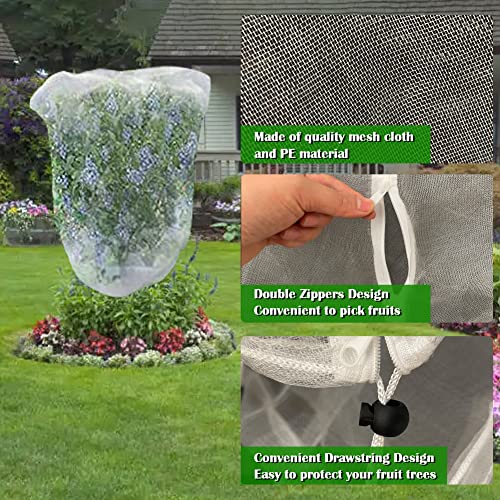 FONUNO Fruit Tree Netting with Zipper Birds Netting for Fruit Trees, White | Netting Covers with Zipper to Protect from Squirrels and Birds Large Netting for Fruit Trees Protection, 71" x 75", 1 Pack - color: White, size: 71 x 75 inch - 1 Pack