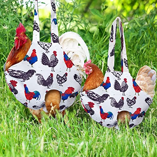 Paterr 2 Pack Chicken Holder Bag, Chicken Carrier Sling Catching Hand Bag Hen Sling with Handle Farm Supplies for Hen Rooster Transport Traveling Hiking Driving(White,13.5 x 13.5 Inch) - color: White, size: 13.5 x 13.5 Inch