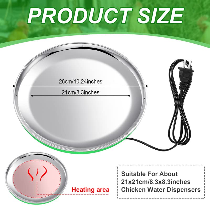 Chicken Water Heater for Winter Chicken Heated Waterer Base 110v 38w Surface Temperature Can Reach About 140 Fahrenheit Degree Poultry Drinker Electric Water Base(8.3 x 8.3 Inches,Green) - color: Green, size: 8.3 x 8.3 Inches