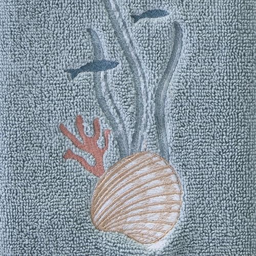 SKL Home Underwater 100% Cotton Embroidered 2pc Hand Towel Set, Tropical/Coastal/Beach/Resort, Decorative for Bath/Kitchen/Bar & Gift, Blue - color: Underwater, style: Hand Towel Set