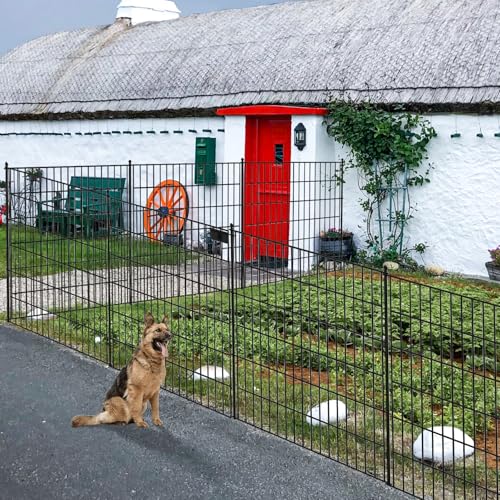 Toolterritary 10 Panels No Dig Garden Fence with Gate, 32 in(H) X24.2 ft(L) Metal Fence Panels, Thickened Rustproof Garden Fencing, Animal Barrier Fence for Dogs, Rabbits, and Patio - size: 32 in(H)×29in(L)