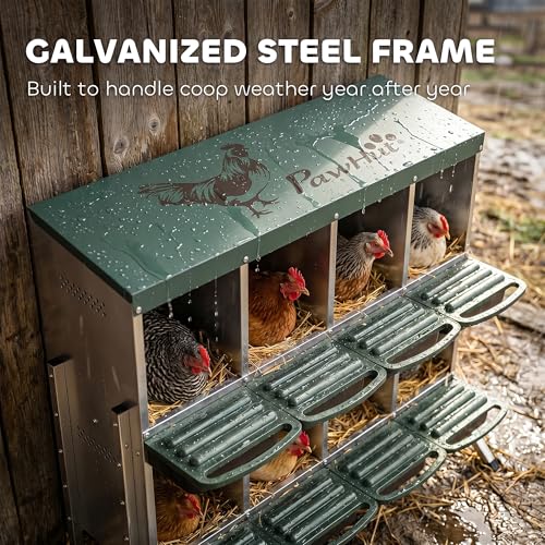 PawHut Chicken Nesting Boxes 8 Compartment for Hens Ducks, Silver | Two-Tier Egg Laying Boxes, Vented Holes, Easy Egg Collection, Metal Nesting Boxes for Chickens - size: 43.7"L x 21.7"W x 37.6"H, style: Open Front