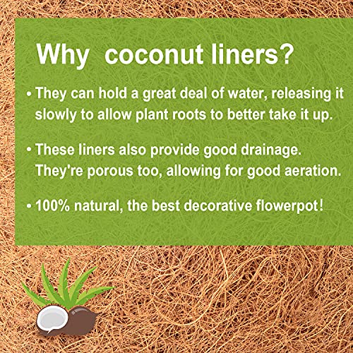 TigeJoy 2PCS 36 Inch Trough Coco Coir Liners Planter Replacement | 100% Natural Thick Coco Fiber Liner for Window Box Decks Garden, Half Moon Shape Coconut Liner for Flower Pots Outdoor