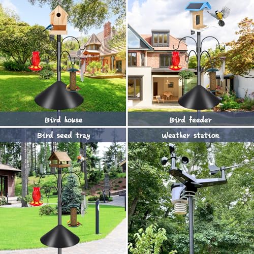 Gtongoko Smart Bird Feeder Pole Squirrel Proof 1-Inch Dia 94 Inch with 4 Shepherds Hooks Hanging Bluebird House Pole for Outdoors Squirrel Baffles for Feeders Metal Heavy Duty Mounting Kit - color: 94 Inch with Baffle