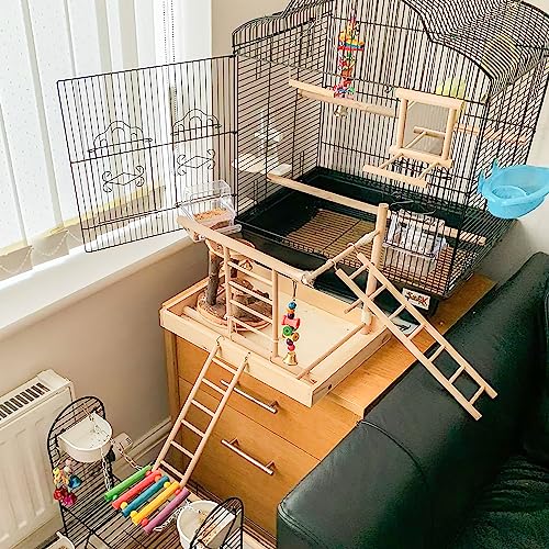 5 Pcs Wooden Bird Ladder for Parrots Cage 5 Sizes | Natural Wood Perch Stand,Parakeet Climbing Toys ,Hanging Pet Cage Accessories,Cockatoo Cockatoo Exercise Play
