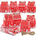 Zhanmai 48 Pcs Christmas Treat Boxes Candy Red Village Vintage Mini Gingerbread House Favor Box Christmas Party Paperboard Gift Boxes for Xmas Holiday Party Treat Cookie Goodie Snack Gift Packaging - style: Red Christmas