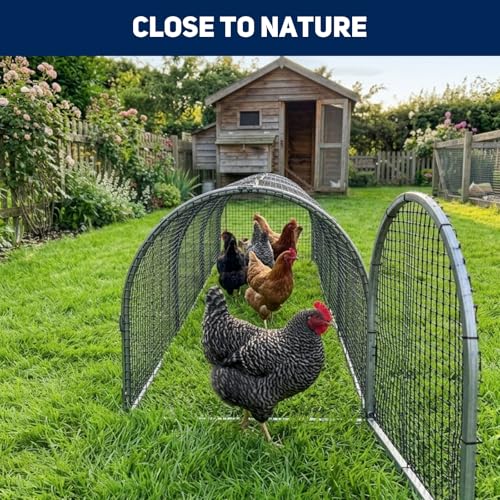 Galvanized Steel Chicken Runs for Yard, Mobile Metal Enclosed Poultry Coop Kits | Movable Hens and Rooster Cages for Outside, Portable Chicken Coop Run (23.5 × 23.5 × 118 IN)