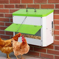 Automatic Chicken Feeder 22lb Wall Mounted Hanging Poultry Feeding Trough | stainless steel metal Hen Rooster Duck Lid Gravity Goose Coop heavy duty feed bucket chick food fence station outdoor