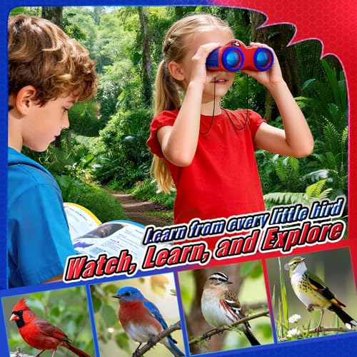 Boy Toys Age 3-12,Binoculars for Kids with Bird Watching Manual&Compass,Outdoor Camping Backyard Toddler Toys,3 4 5 6 7 8 9 10 11 12 Year Old Xmas Birthday Gifts,3-4 4-6 6-8 8-12 Year Old Kids Gift