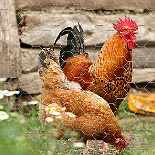 Chicken Wire 4 in x 590.5 in Poultry Wire Netting Hexagonal Galvanized Mesh Garden Fence Barrier for Pet Rabbit Chicken Fencing with 100 Pcs Cable Zip Ties - color: Silver, size: 4"x590.5"+100Ties