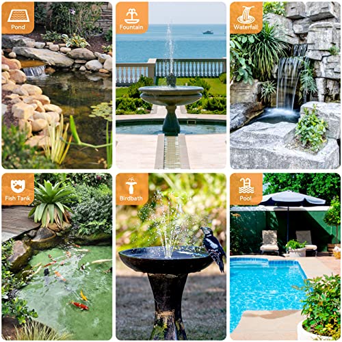 30W Solar Fountain Pump with 430GPH Flow, 7 Water Spray Heads & 16.4ft Cable, Solar Pond Pump with Adjustable Flow Valve & Dry Run Protection for Garden, Birdbath, Water Feature P130C - size: 30W