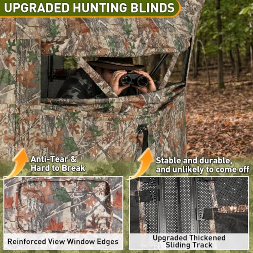 TLC Sport Hunting Blind with Carrying Bag, 270/360 Degree See Through Ground Blind, Pop Up Hunting Tent Portable Concealed Camouflage Tent for 2/3/4 Person - size: 3-4 Person