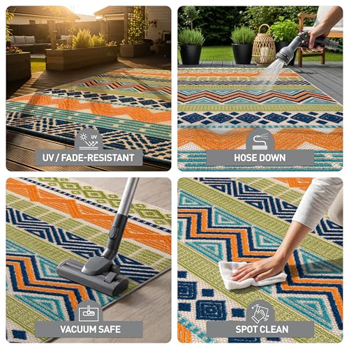 Rugshop Marbella Indoor/Outdoor Boho Accent Area Rug Multi 2' x 3' | Rectangular, Size 2' x 3', Patio, Deck, Porch, Balcony, Backyard, Garden, Poolside, Sunroom, Outdoor Living, Weatherproof - color: Multi Color, size: 2' x 3' (Rectangular)