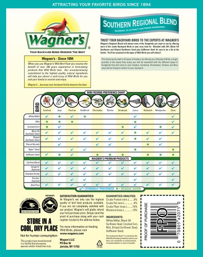 Wagner's 62017 Southern Regional Blend Wild Bird Food, 8-Pound Bag - size: 8 Pound (Pack of 1)