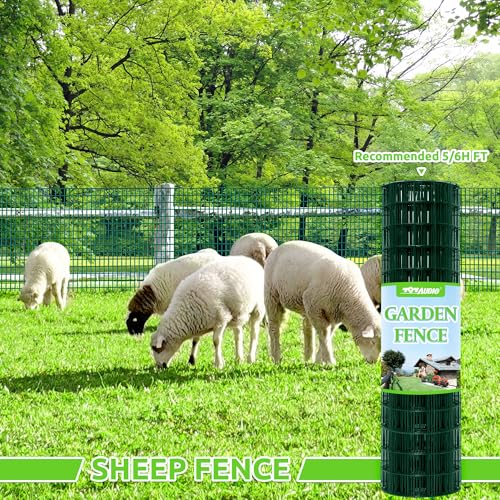 Green PVC Coated Welded Wire Fencing,2"x4" 14 Gauge,60inch H x 100ft L Garden Wire Fence Roll,2/3/4/5/6ft Tall x 50/100 ft Long Hardware Cloth Metal Mesh for Yard,Farm,Chicken,Dog,Vegetable Protection - color: Green, size: 2"x4" 60inx100ft