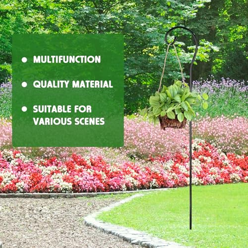 Hicarer 12 Pcs Shepherds Hooks for Outdoor 42 Inch 1/3 Bird Feeder Pole Rust Resistant Steel Shepard Hooks for Wedding Garden Bird Feeders Hanging Lanterns Solar Outdoor Lights - size: 42 Inch
