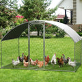 Garvee Metal Chicken Run, 9.8 x 6.5 x 6.5 Ft Metal Chicken Coop for Yard with Waterproof and Anti-Ultraviolet Cover, Dome Roof Walk in Chicken House, Poultry Cage for Hen, Duck and Rabbit - size: 118.1"L x 78.7"W x 78.7"H