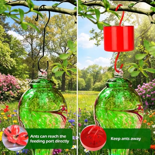 Large Capacity Metal Ant Moat for Hummingbird Feeders (4 Pack) | Heavy Duty Reservoir Ant Guard, Leak-Proof & Rust-Resistant Hooks, Includes 4 Cleaning Brushes, Vibrant Red Garden Décor - size: Large - 4.8 FL OZ