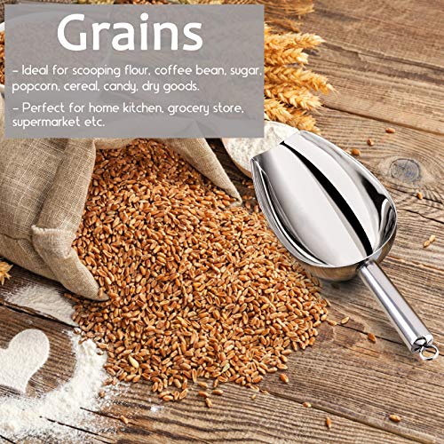E-far 6 Ounce Ice Scoop Set of 2, Small Stainless Steel Scoops for Ice Cube/Candy/Flour/Sugar, Metal Utility Scoops for Canisters, Baking, Kitchen Pantry, Rust Free & Dishwasher Safe - color: Silver