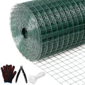 Hardware Cloth 1 inch 36in x 100ft Chicken Wire, Green Garden Fence, 17 Gauge, Vinyl PVC Coated Metal Welded Wire Mesh for Preventing Snakes, Raccoons, Foxes, Poultry Netting - size: 1inx36inx100ft