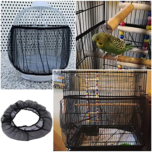Bird Cage Seed Catcher, Bird Cage Mesh Guard Netting, Birdcage Seed Guard Skirt, Parakeet Cage Skirt for Round Square Cages (Black, XL) - color: Black