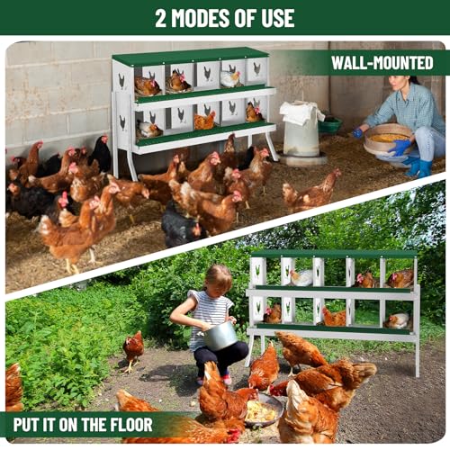 10-Hole Chicken Nesting Box, Rustproof Galvanized Steel Roll-Out Egg Collection with Vented Design, Laying Box for Hens, Poultry Coop Accessories for Egg Layers - color: green, size: 53.5"L x 16.9"W x 26.6"H