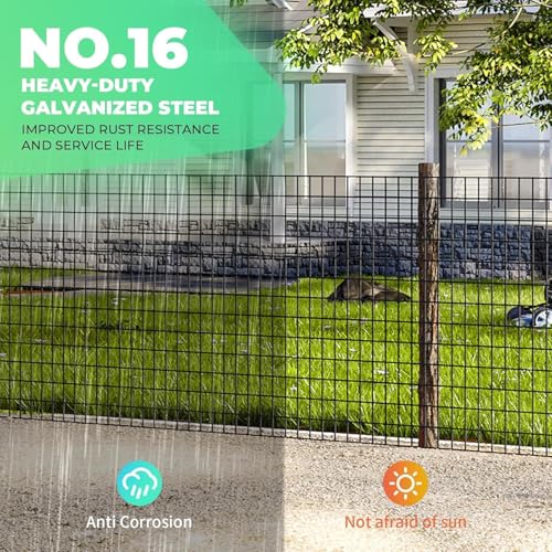 (40 in x 99 ft) Garden PVC Welded Wire Fence, Mesh Size 2 in x 3 in, 16-Gauge Welded Wire Fence, Poultry Protection Animal Fence, Includes Gloves and Pliers - size: 40 inch x 99 ft