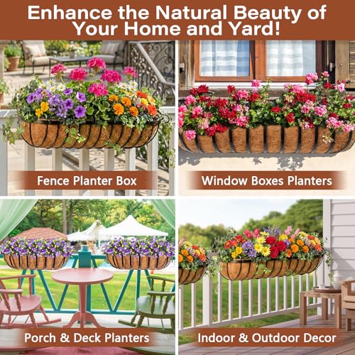4PCS 36 Inch Natural Trough Coco Coir Liners Planters Replacement, Pre-Formed Window Basket Coconut Coir Fiber Liner for Garden Window Flower Box Pots, Fence Trough Planter, Wall Planter Basket - size: 36inch