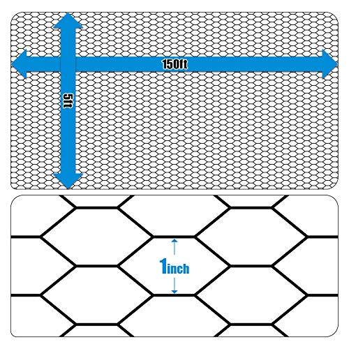 Fencer Wire 20 Gauge Black Vinyl Coated Poultry Hex Netting with 1 inch Mesh (5 ft. x 150 ft.) - size: 5 ft. x 150 ft.