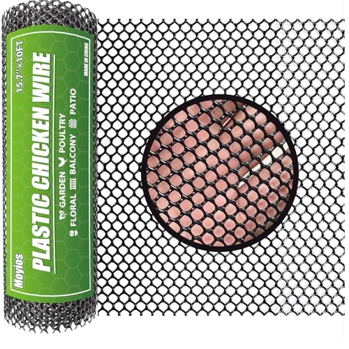 Heavy Duty Black Plastic Chicken Wire Mesh 15.7in*10ft | Easy to cut and bend, no sharp edges. Ideal for poultry, rabbits, dogs, garden beds, balcony screens, floral guards & DIY. - color: 10ft Black