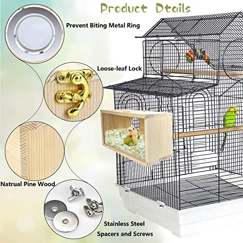 Parakeet Nesting Box Cockatiel Nesting Natural Pine Bird Nest Bird Breeding Box House Acrylic Transparent Bird Box with Detachable Wooden Board for Lovebirds Cockatiel Budgie Conure Parrot S - size: S(9.1*5.7*5.7 inch)