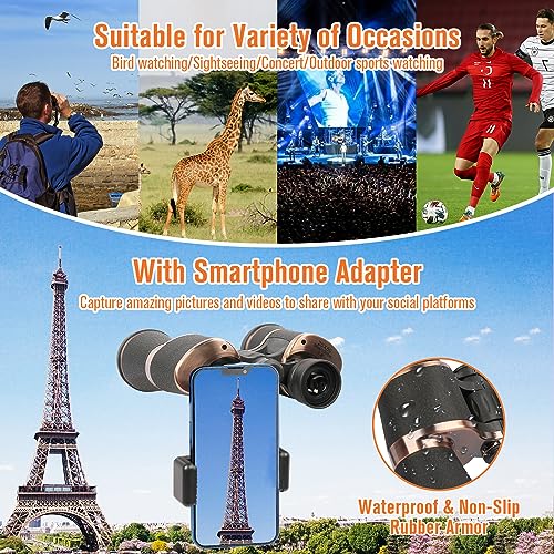20x50 Binoculars for Adults, Binoculars HD High Powered Professionalfor Bird Watching Travel Stargazing Concerts Outdoor Sports-BAK4 Prism FMC Lens,Waterproof, Fogproof with Phone Adapter