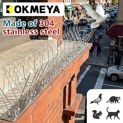 Bird Spikes 3.28FT, 304 Stainless Steel Bird Deterrents Spikes for Outside to Keep Birds Away Birds Scare Devices Outdoor 4Pcs - size: 3.28Feet