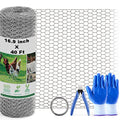 Chicken Wire Fencing Mesh, 16.9 Inch x 40 Feet Metal Floral Chicken Wire Fence for Crafts Poultry Garden, 0.6 Inch Hexagonal Galvanized Hardware Cloth Netting for Chicken Coop Barrier Rabbit Cage - size: 16.9in x 40ft