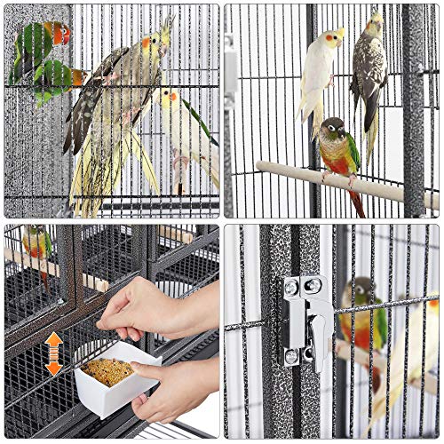 Yaheetech 41.5" Stackable Divided Breeder Breeding Parakeet Bird Cage for Canaries Cockatiels Lovebirds Finches Budgies Small Parrots with Rolling Stand, Black - color: Black