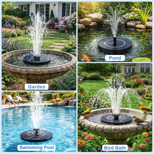 Solar Fountain, Upgraded Bird Bath for Outside Garden Patio Pond | 3.5W Solar Water Fountain Pump, 6 Nozzles 4 Fixed Stakes, No Battery Needed, Easy to Use - color: 3.5w Solar Fountain Pump