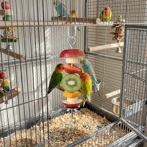 Stainless Steel Bird Cage Food Holder Parrot Fruit Stick Parrot Fruit Vegetable Skewers, Millet Holder for Bird Cage for Parrots Budgie Cockatiel