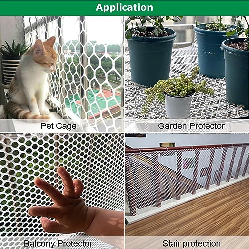 Plastic Chicken Wire Fencing 15.7INx66FT,Plastic Fence Wire,Pet Proof Barrier Net,Poultry Garden Netting,Poultry Netting, Mesh Fencing,Balcony Netting for Rabbits,Frame Crafts,Flower Netting,White - color: White, size: 15.7INx66FT