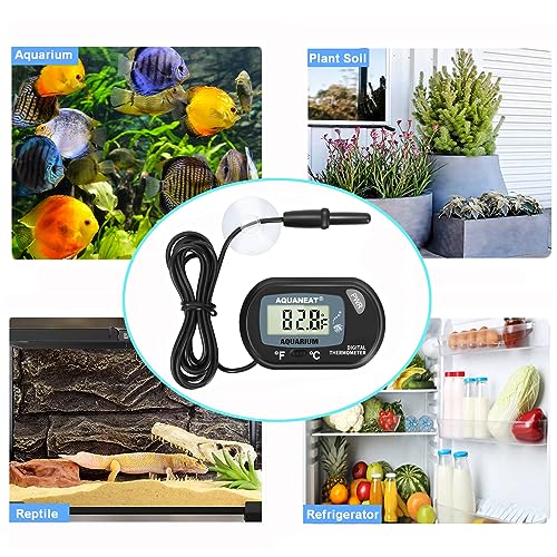 AQUANEAT Aquarium Thermometer, Fish Tank Thermometer, Digital Temperature Test, with Large LCD Display (1 Pack) - size: 1 Pack