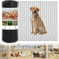36in x 150ft Chicken Wire, Black Poultry Wire Netting, Hexagonal Galvanized Mesh, Outdoor Anti-Rust Surface Plastic Coating, Garden Fence Animal Barrier for Pet Rabbit Chicken Fencing - size: 36in(H)x150ft(L)