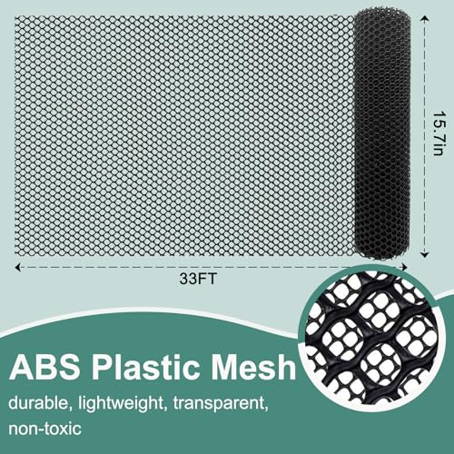 Chicken Plastic Wire Fencing Mesh - Heavy-Duty Plastic Chicken Black Wire Fence Mesh for Gardening, Barrier Netting, Poultry Dogs Rabbit Fencing (Black, 15.7IN x 33FT) - size: 15.7IN x 33FT